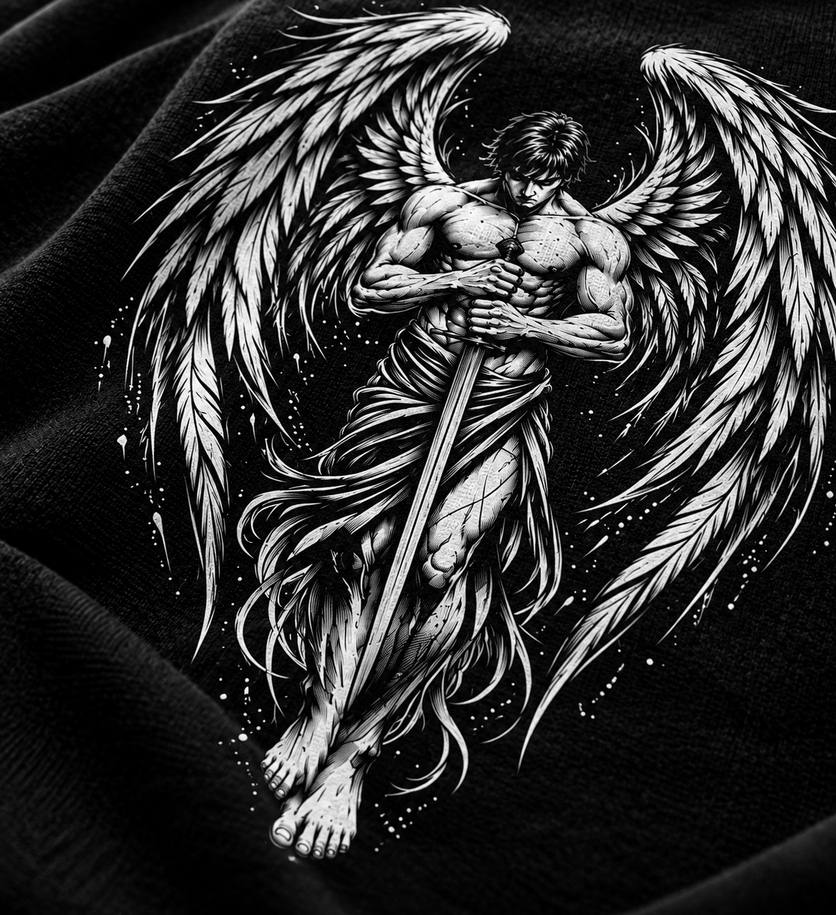 ANGELIC WARRIOR – Premium Oversized Winged Angel Graphic T-Shirt | Tren Tees