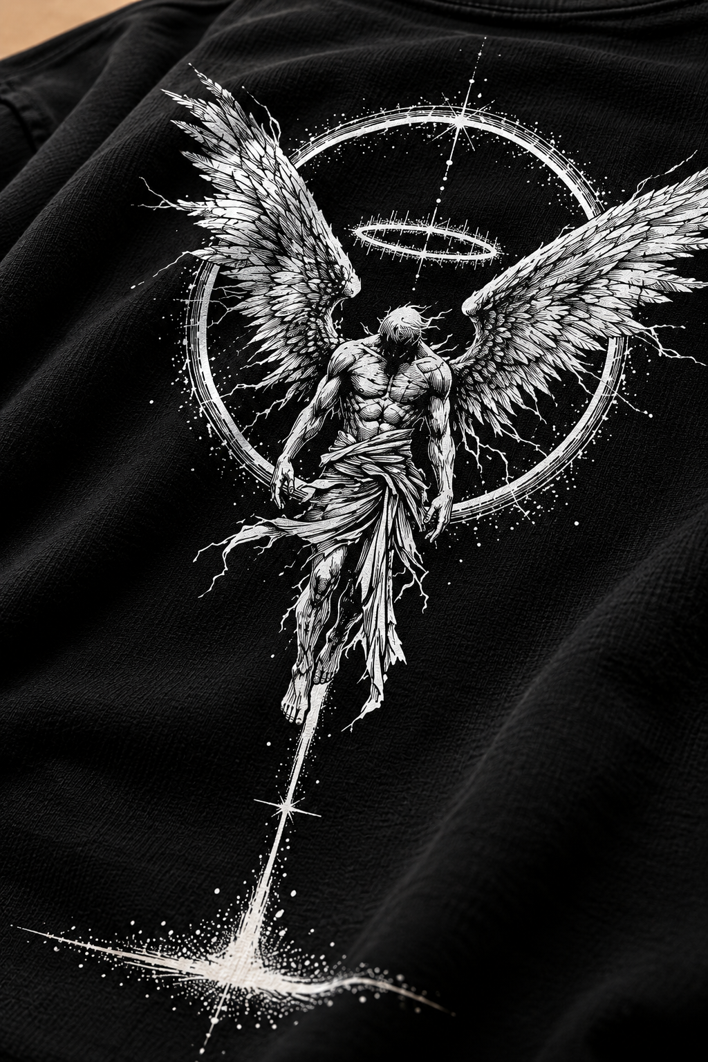 THE LAST LIGHT ā Premium Oversized Angel Graphic T-Shirt | Tren Tees