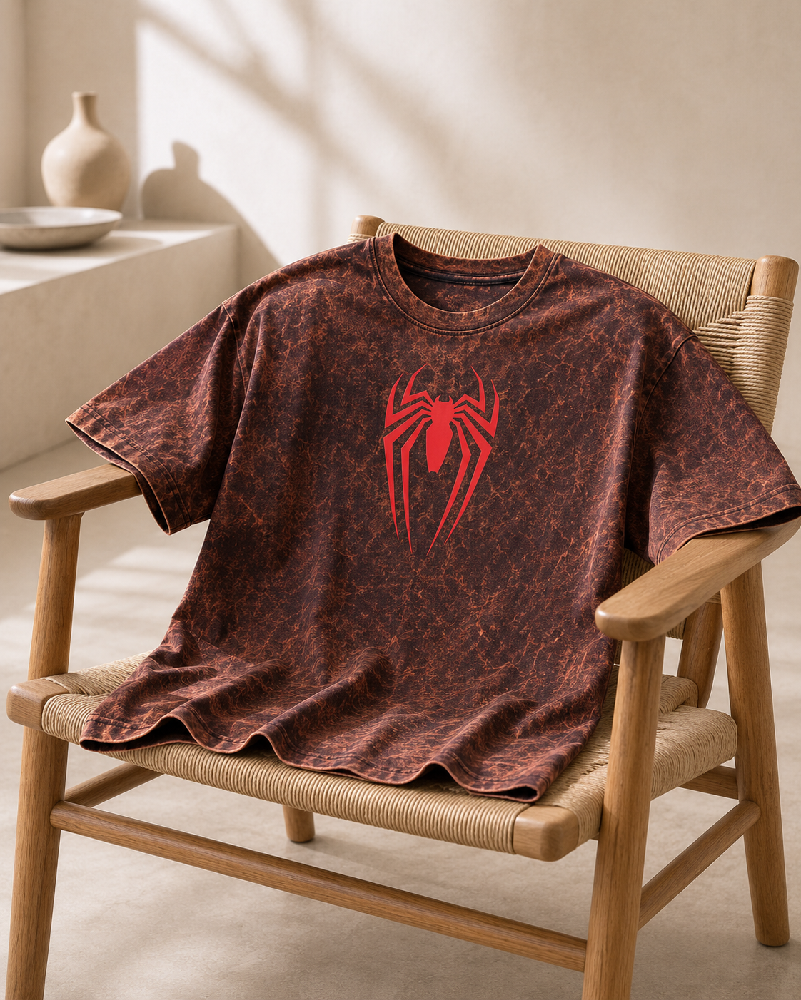 Acid Wash Spider Dropshoulder T-Shirt | TrenTees