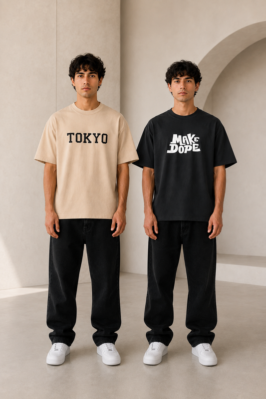 Pack of 2 Premium Printed Drop-Shoulder T-Shirt | Tren Tees