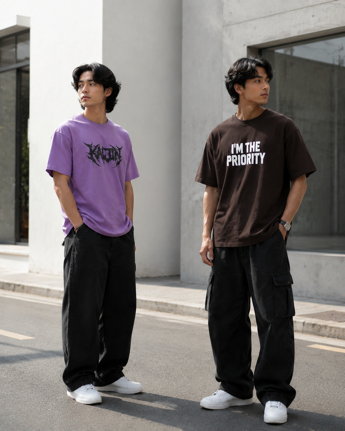 Pack of 2 Premium Printed Drop-Shoulder T-Shirt | Tren Tees