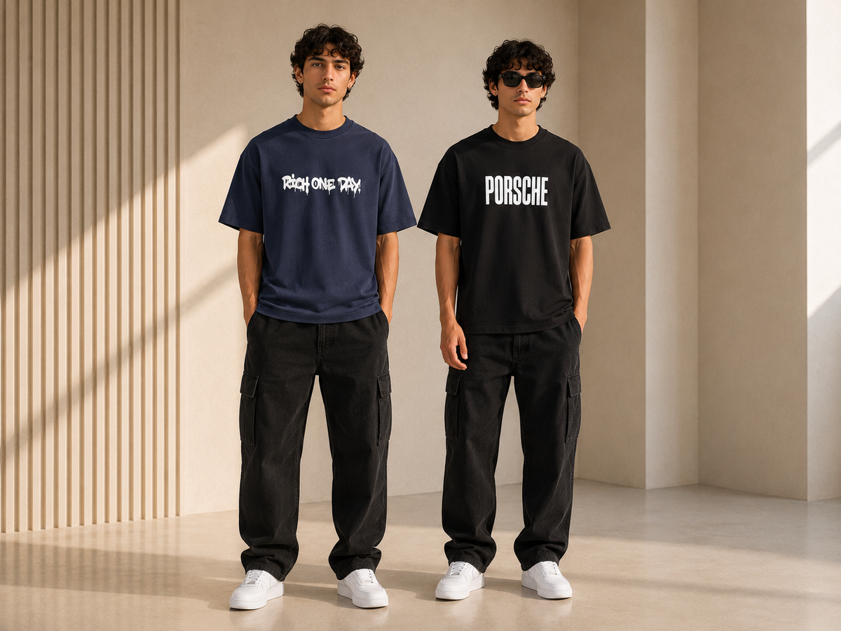 Pack of 2 Premium Printed Drop-Shoulder T-Shirt | Tren Tees