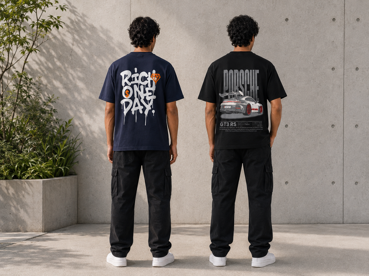 Pack of 2 Premium Printed Drop-Shoulder T-Shirt | Tren Tees