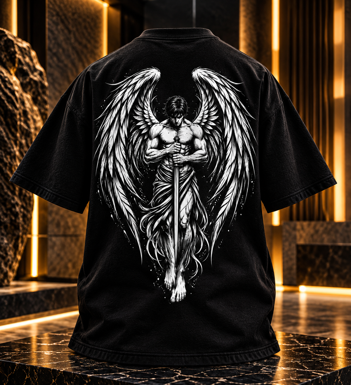 ANGELIC WARRIOR – Premium Oversized Winged Angel Graphic T-Shirt | Tren Tees