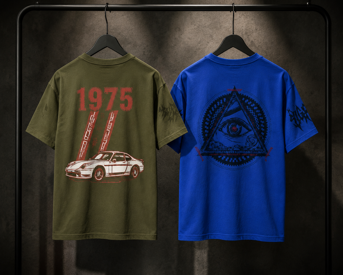 Pack of 2 Premium Printed Drop-Shoulder T-Shirt | Tren Tees
