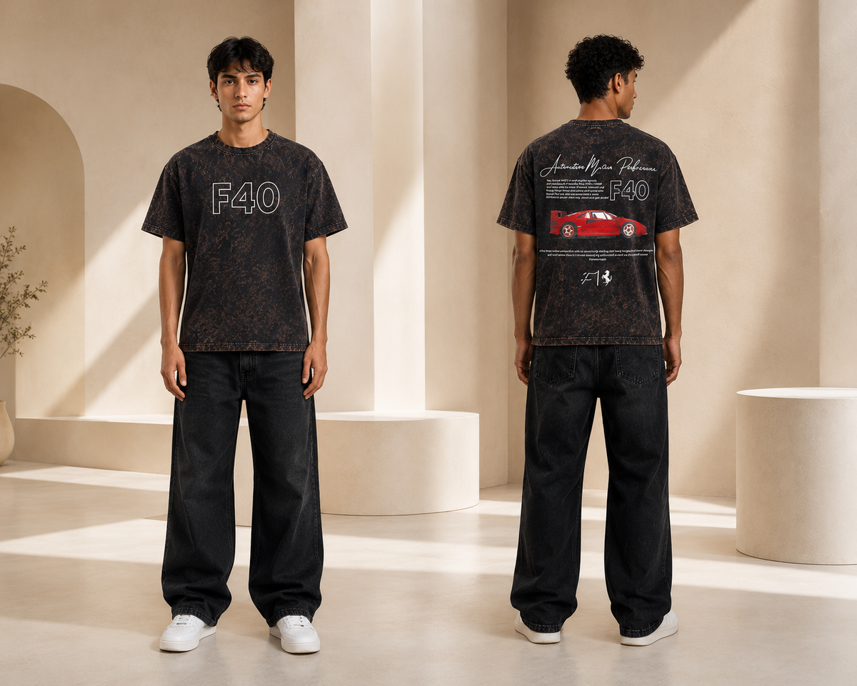 F40 Acid Wash Oversized T-Shirt | Tren Tees