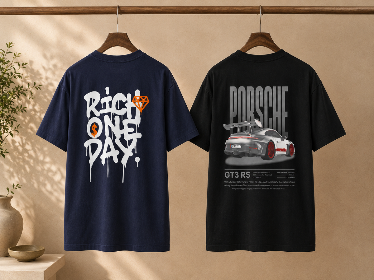Pack of 2 Premium Printed Drop-Shoulder T-Shirt | Tren Tees