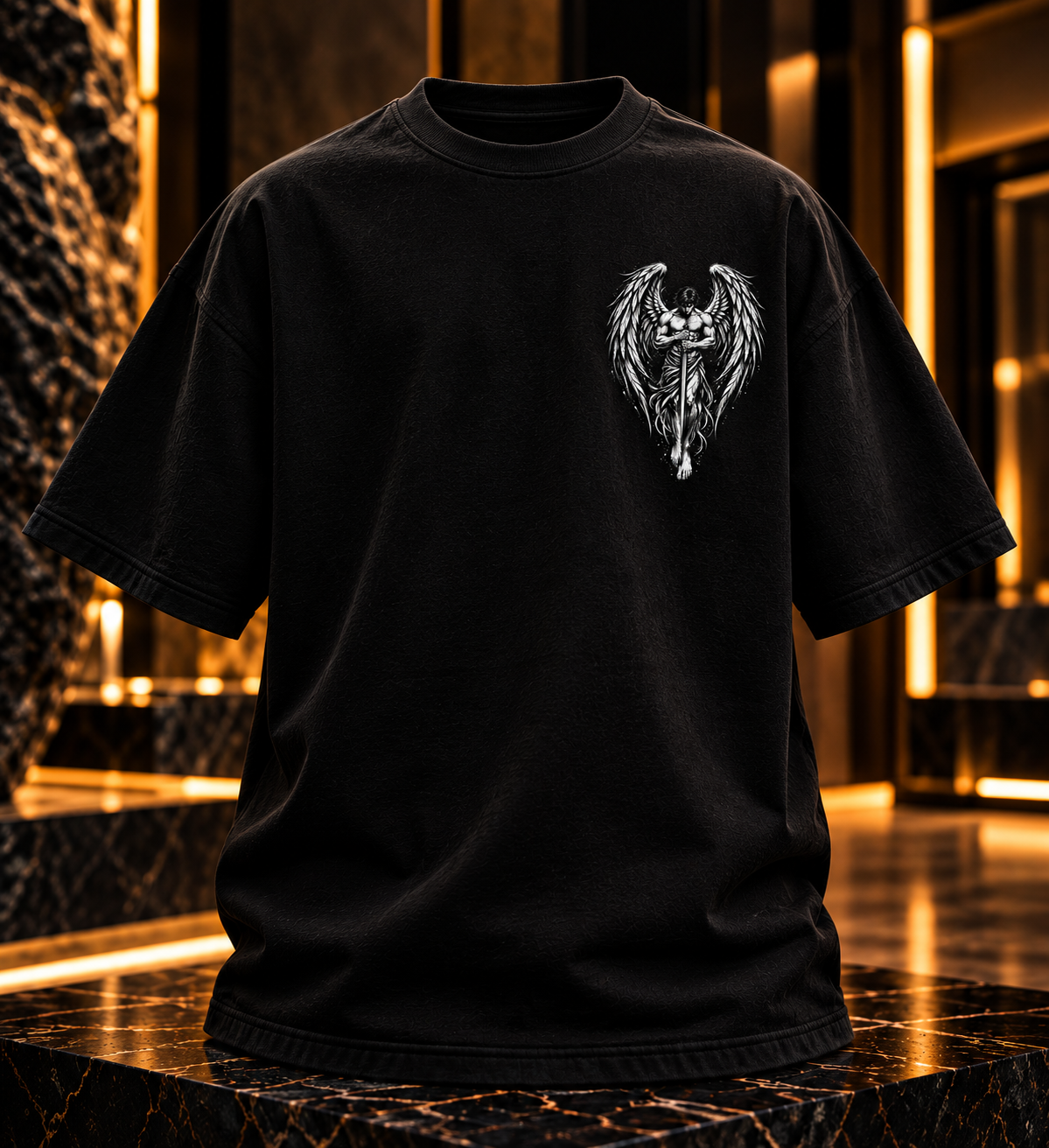 ANGELIC WARRIOR – Premium Oversized Winged Angel Graphic T-Shirt | Tren Tees