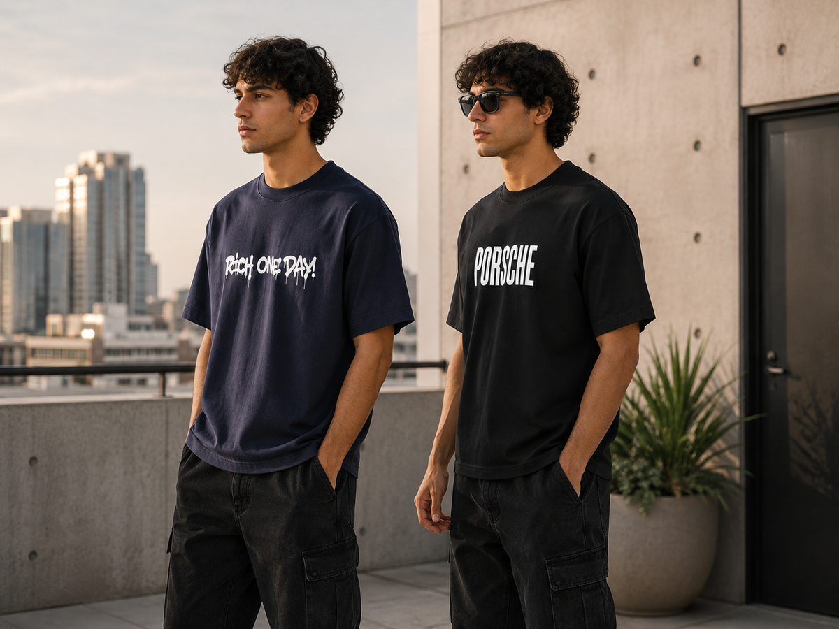 Pack of 2 Premium Printed Drop-Shoulder T-Shirt | Tren Tees