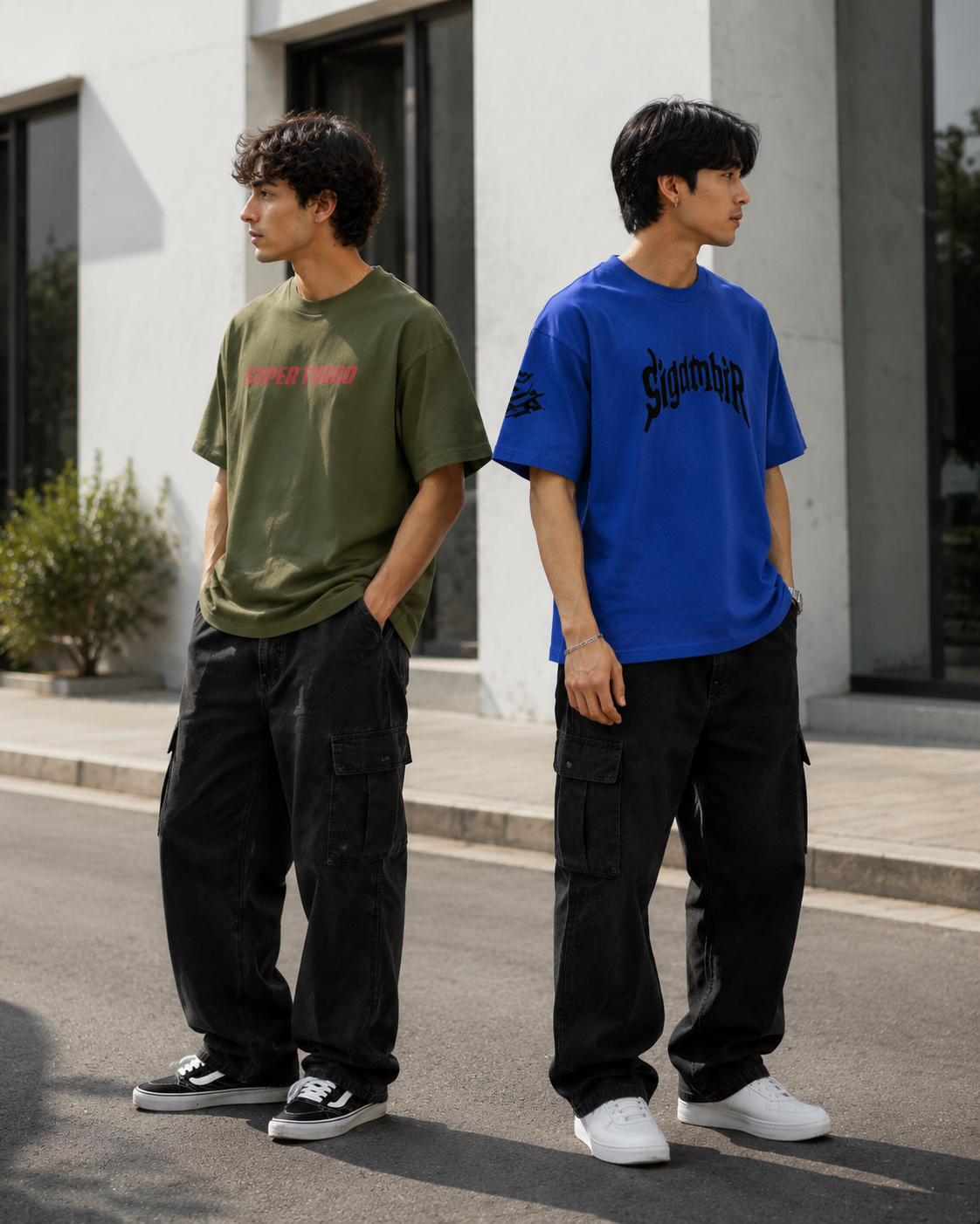 Pack of 2 Premium Printed Drop-Shoulder T-Shirt | Tren Tees
