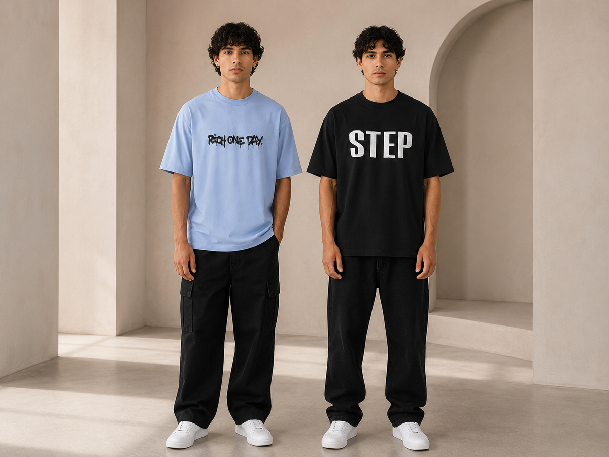 Pack of 2 Premium Printed Drop-Shoulder T-Shirt | Tren Tees
