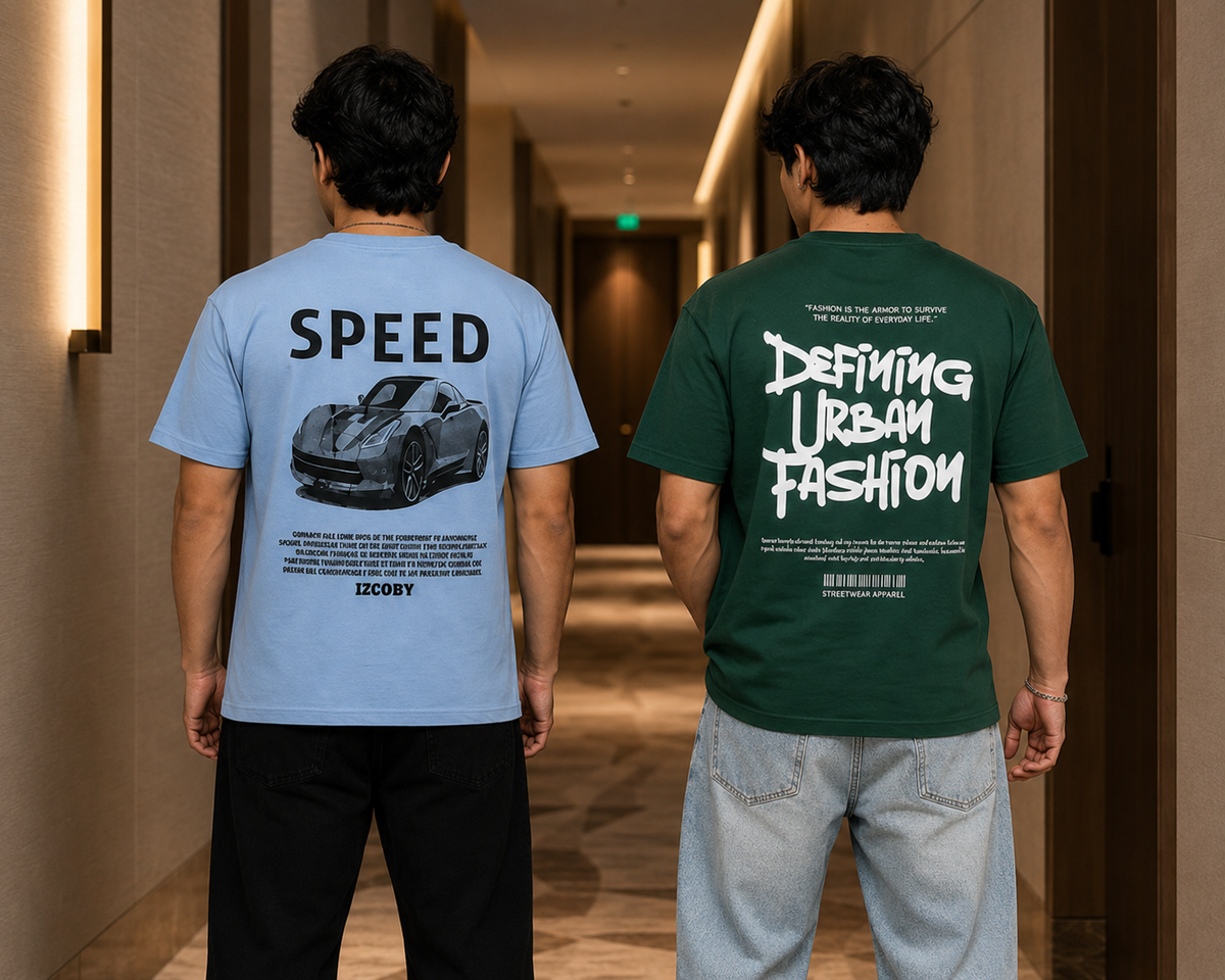 Pack of 2 Premium Printed Drop-Shoulder T-Shirt | Tren Tees