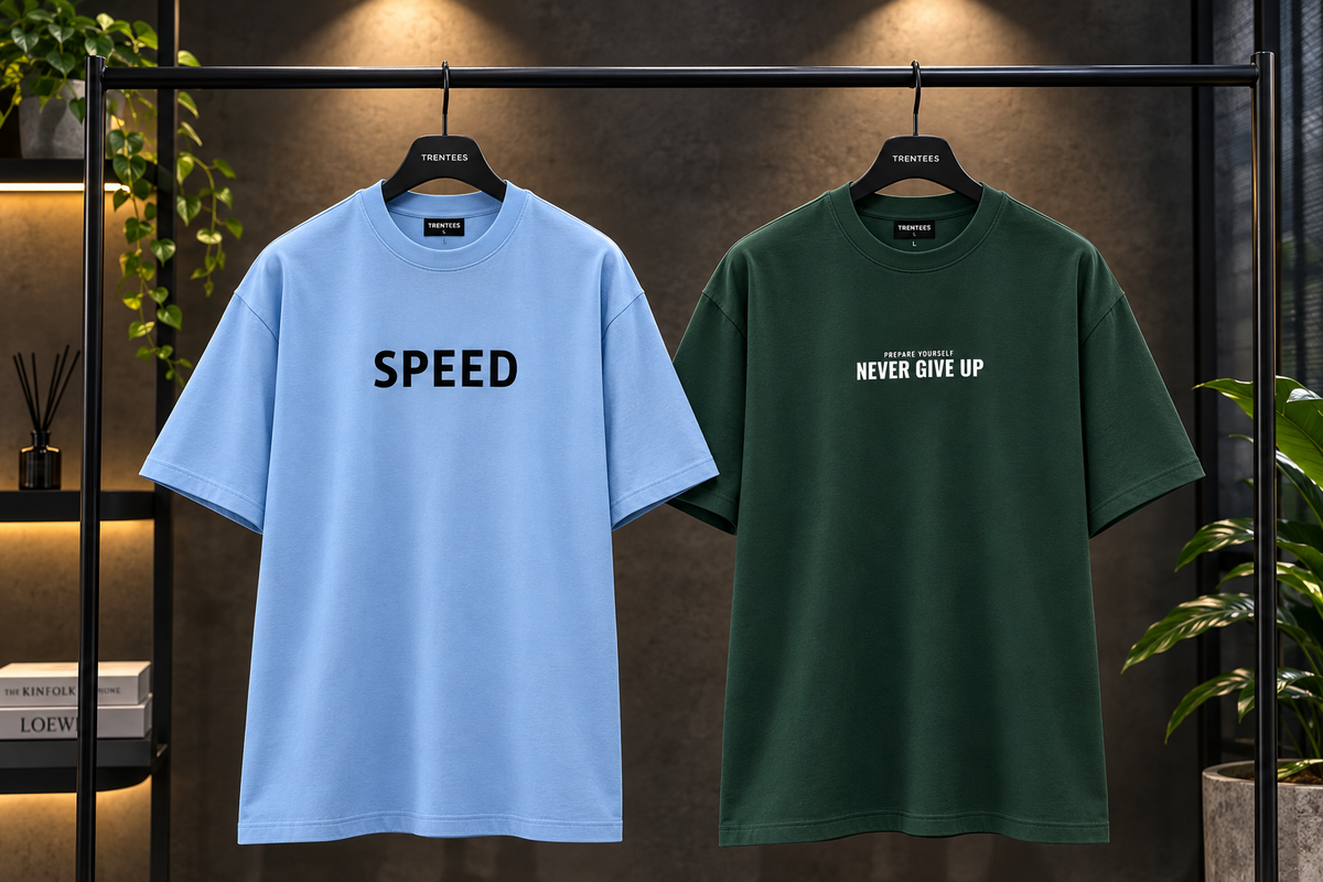 Pack of 2 Premium Printed Drop-Shoulder T-Shirt | Tren Tees