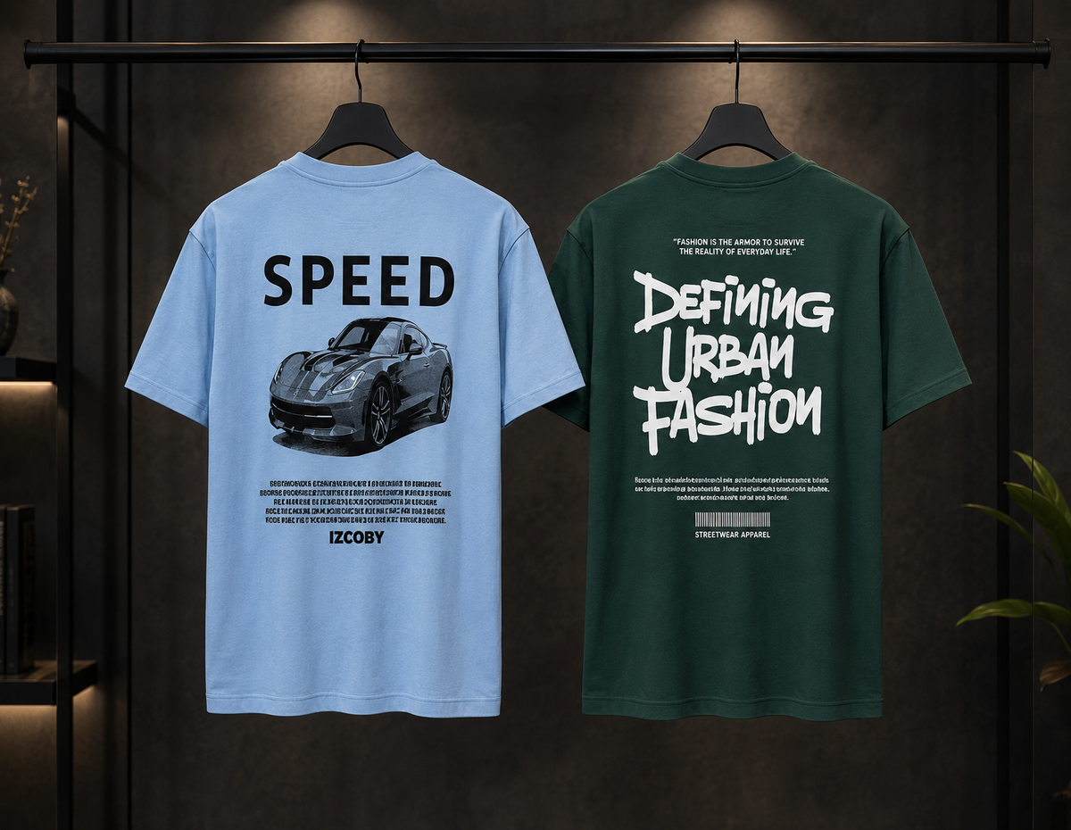Pack of 2 Premium Printed Drop-Shoulder T-Shirt | Tren Tees