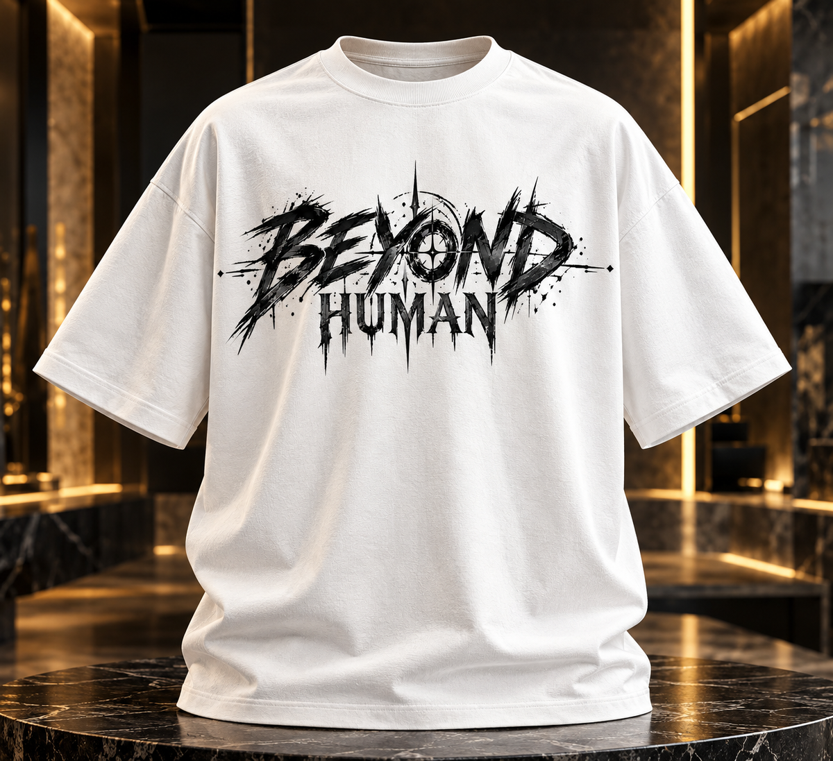 BEYOND HUMAN Oversized Printed T-Shirt – White | TREN TEES