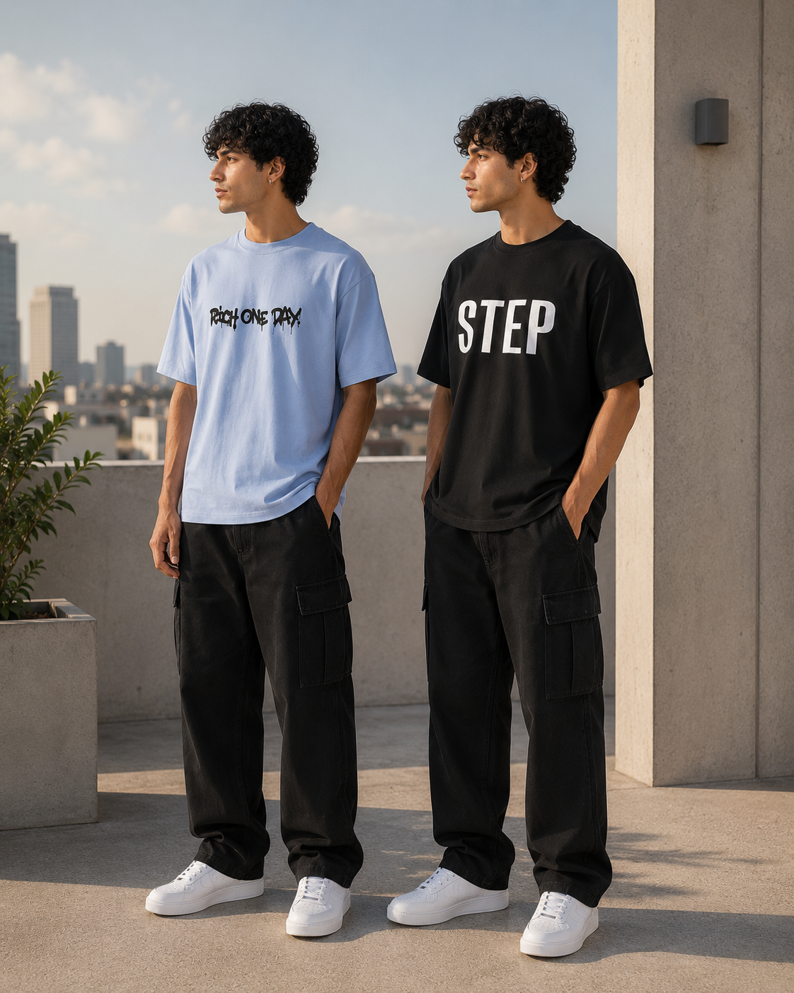 Pack of 2 Premium Printed Drop-Shoulder T-Shirt | Tren Tees