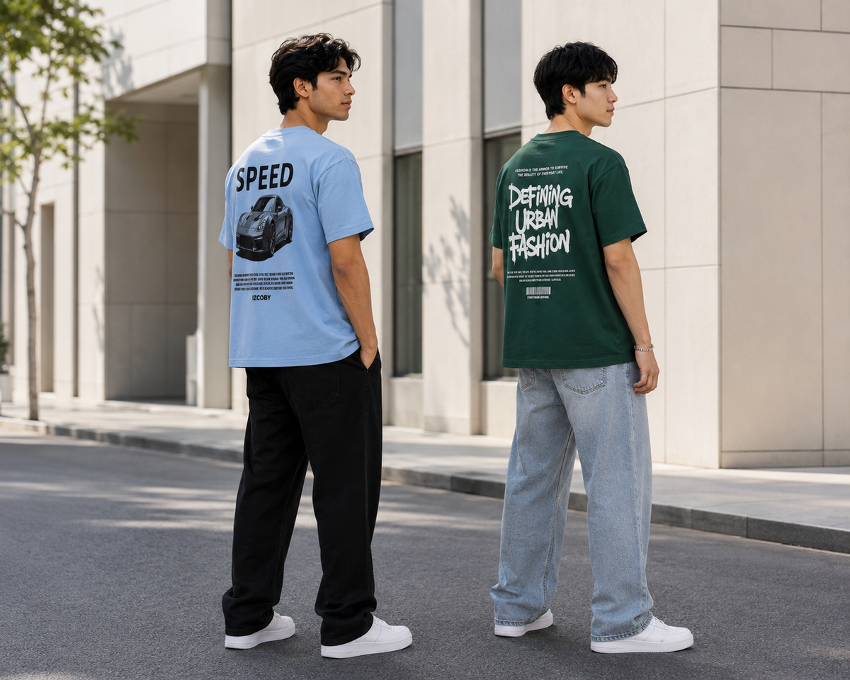 Pack of 2 Premium Printed Drop-Shoulder T-Shirt | Tren Tees