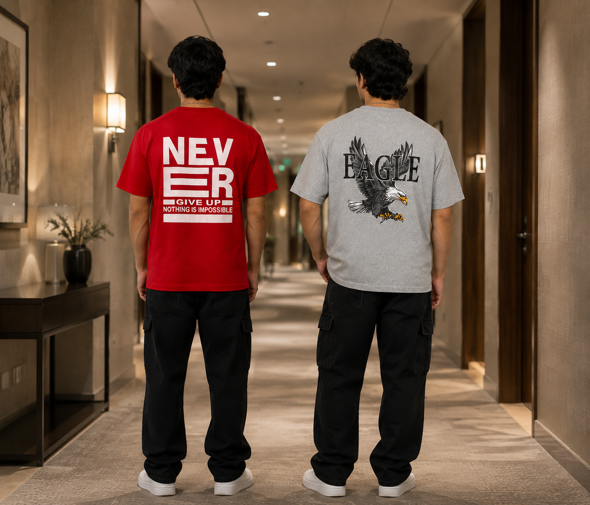 Pack of 2 Premium Printed Drop-Shoulder T-Shirt | Tren Tees