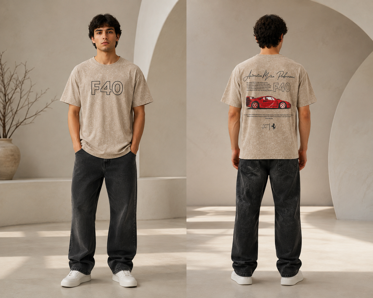 F40 Acid Wash Oversized T-Shirt | Tren Tees