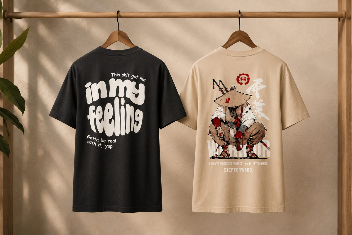 Pack of 2 Premium Printed Drop-Shoulder T-Shirt | Tren Tees