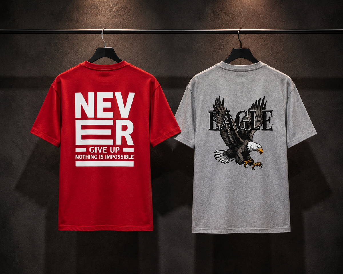 Pack of 2 Premium Printed Drop-Shoulder T-Shirt | Tren Tees