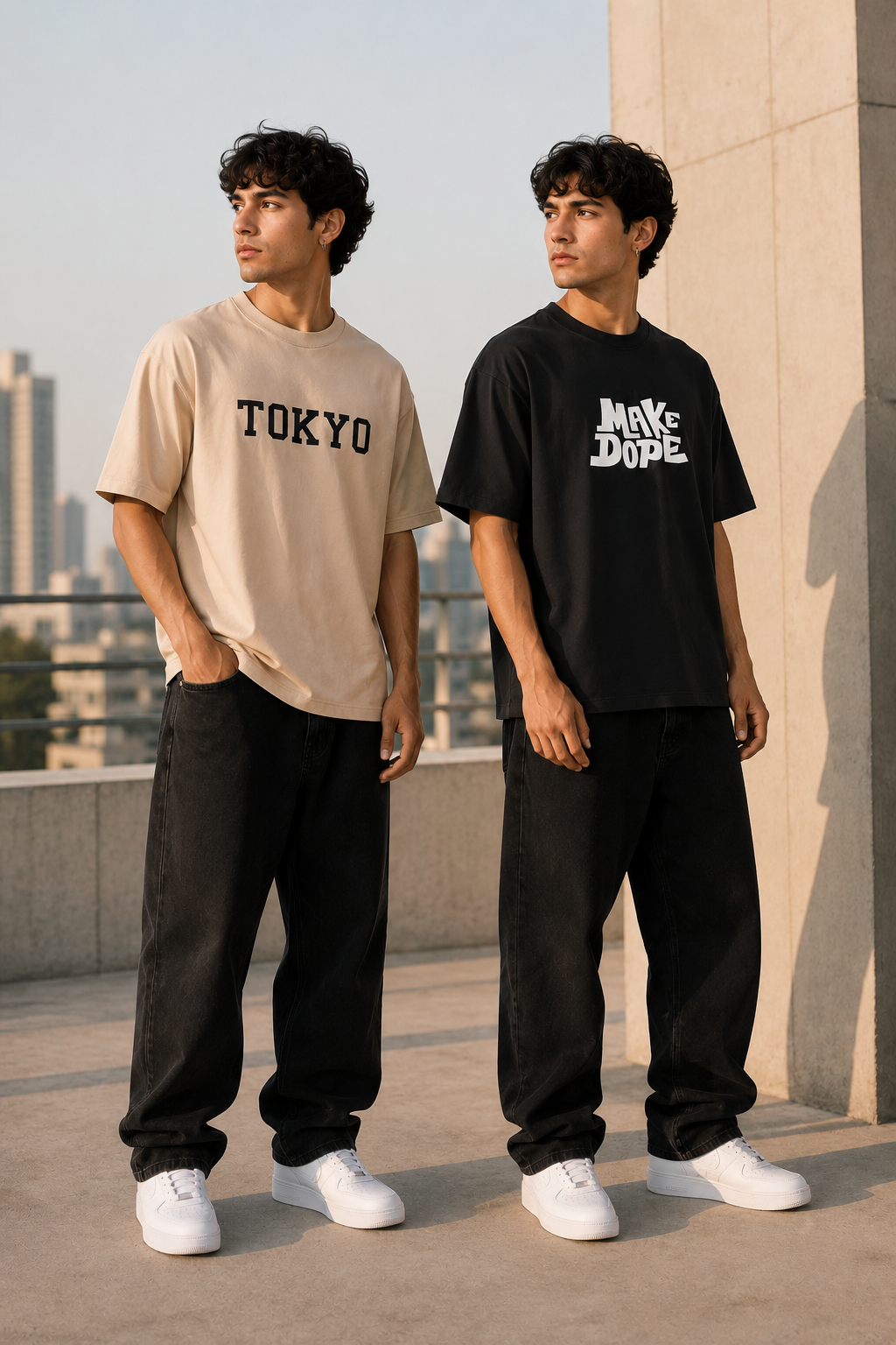 Pack of 2 Premium Printed Drop-Shoulder T-Shirt | Tren Tees