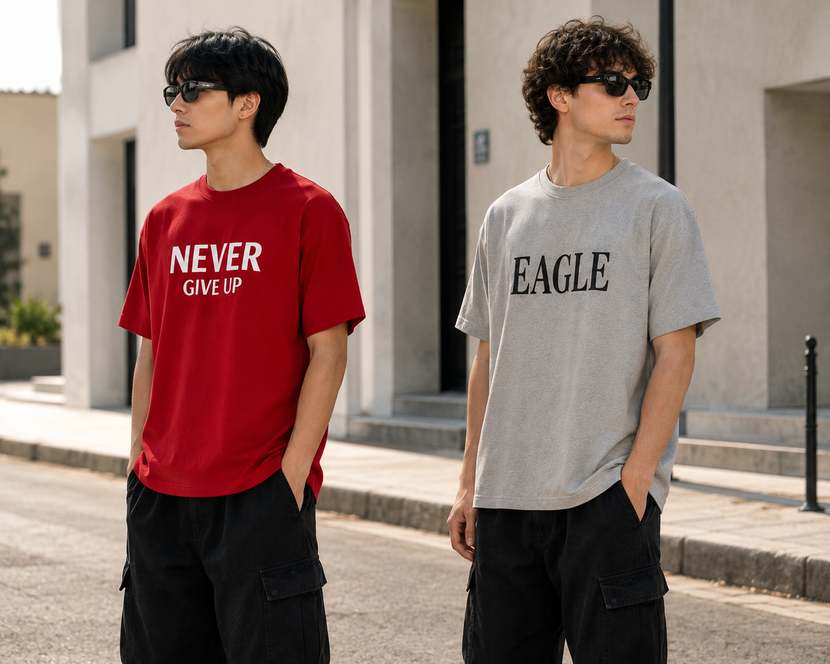 Pack of 2 Premium Printed Drop-Shoulder T-Shirt | Tren Tees