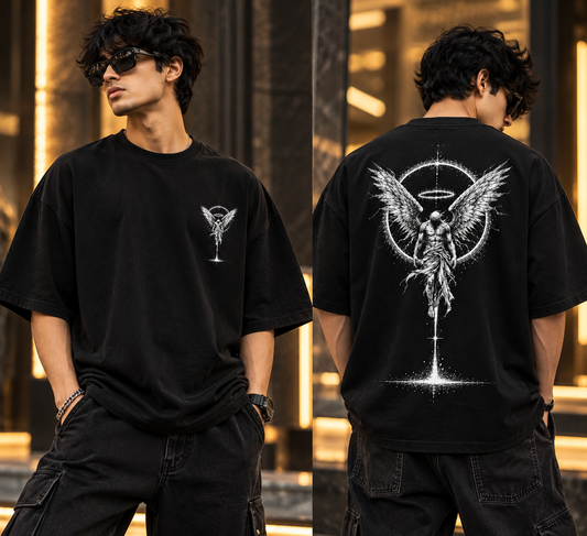 THE LAST LIGHT – Premium Oversized Angel Graphic T-Shirt | Tren Tees