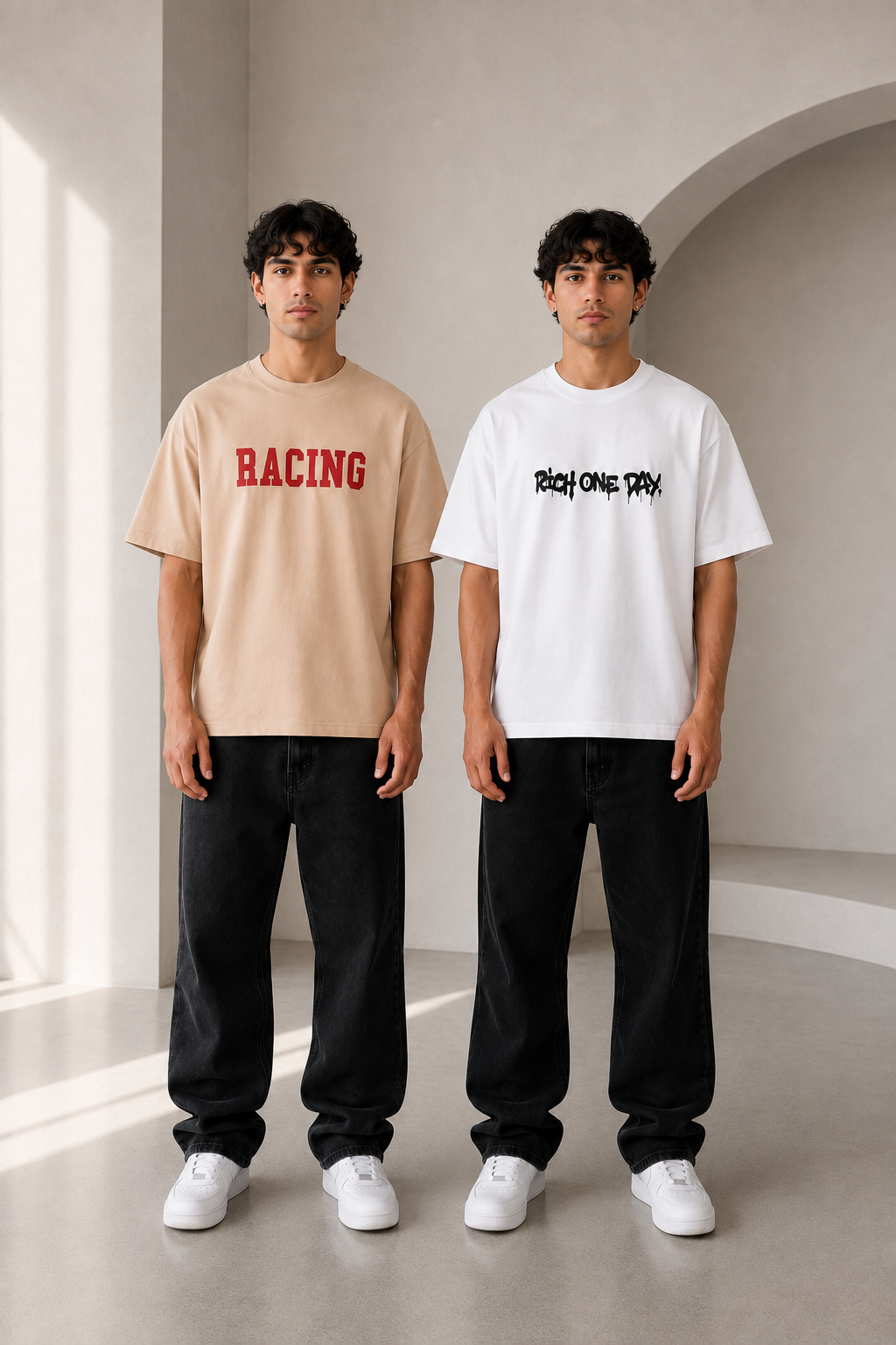 Pack of 2 Premium Printed Drop-Shoulder T-Shirt | Tren Tees