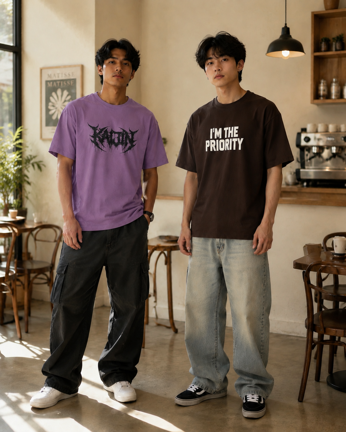 Pack of 2 Premium Printed Drop-Shoulder T-Shirt | Tren Tees