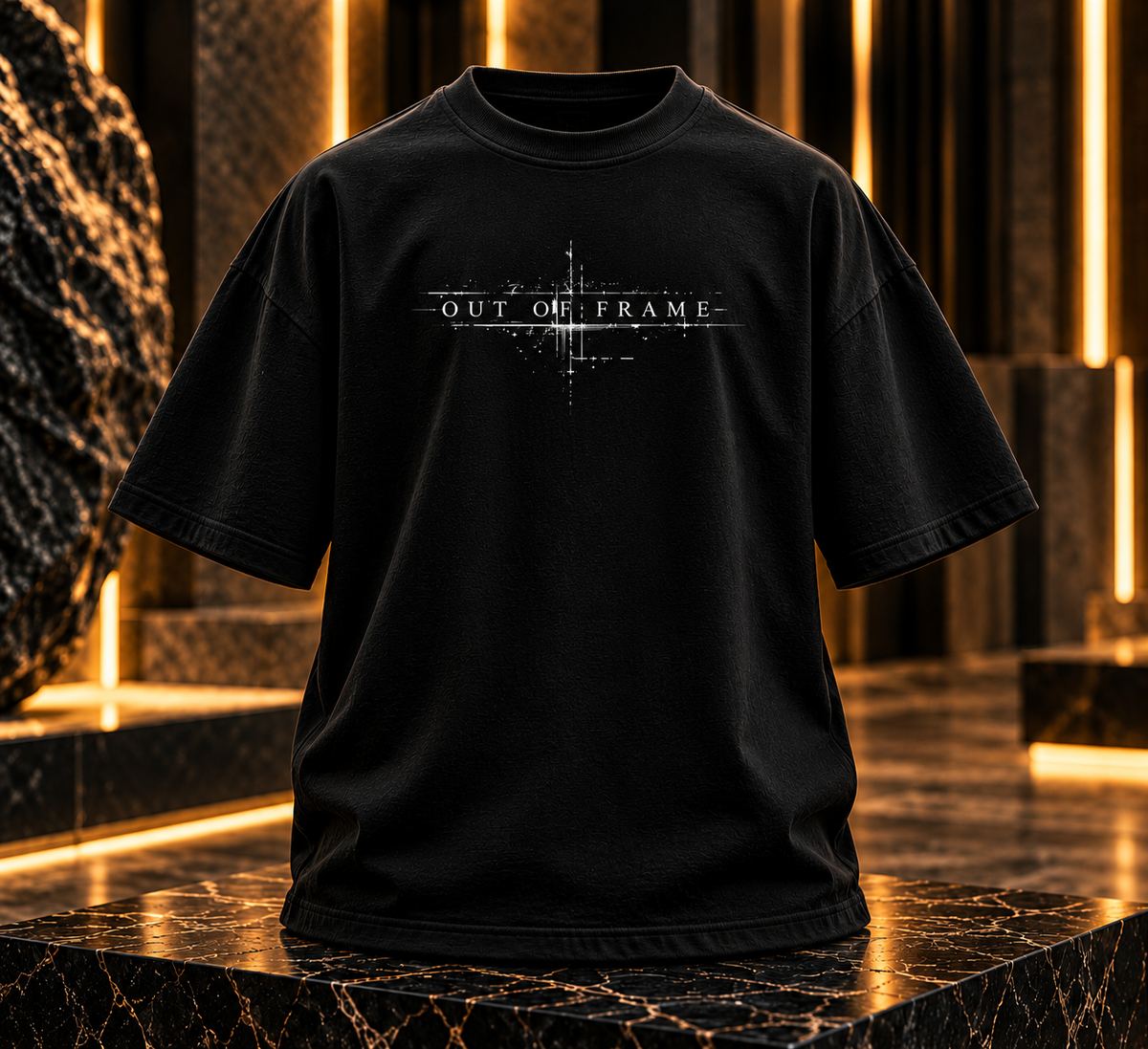 OUT OF FRAME – Premium Oversized Glitch Graphic T-Shirt | Tren Tees