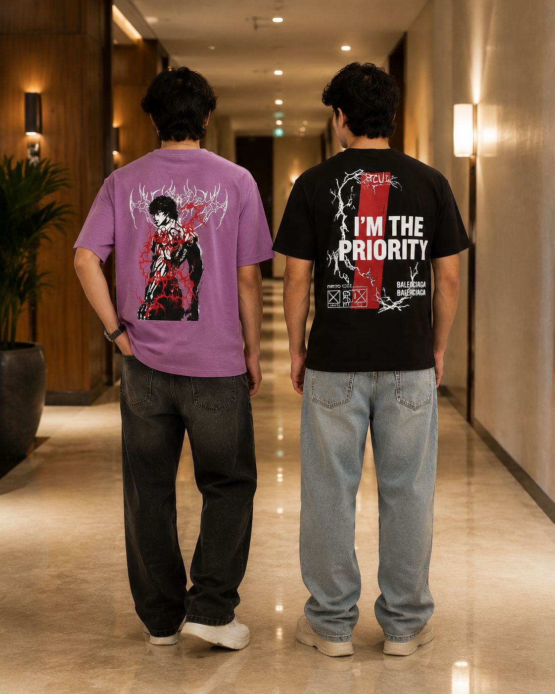 Pack of 2 Premium Printed Drop-Shoulder T-Shirt | Tren Tees