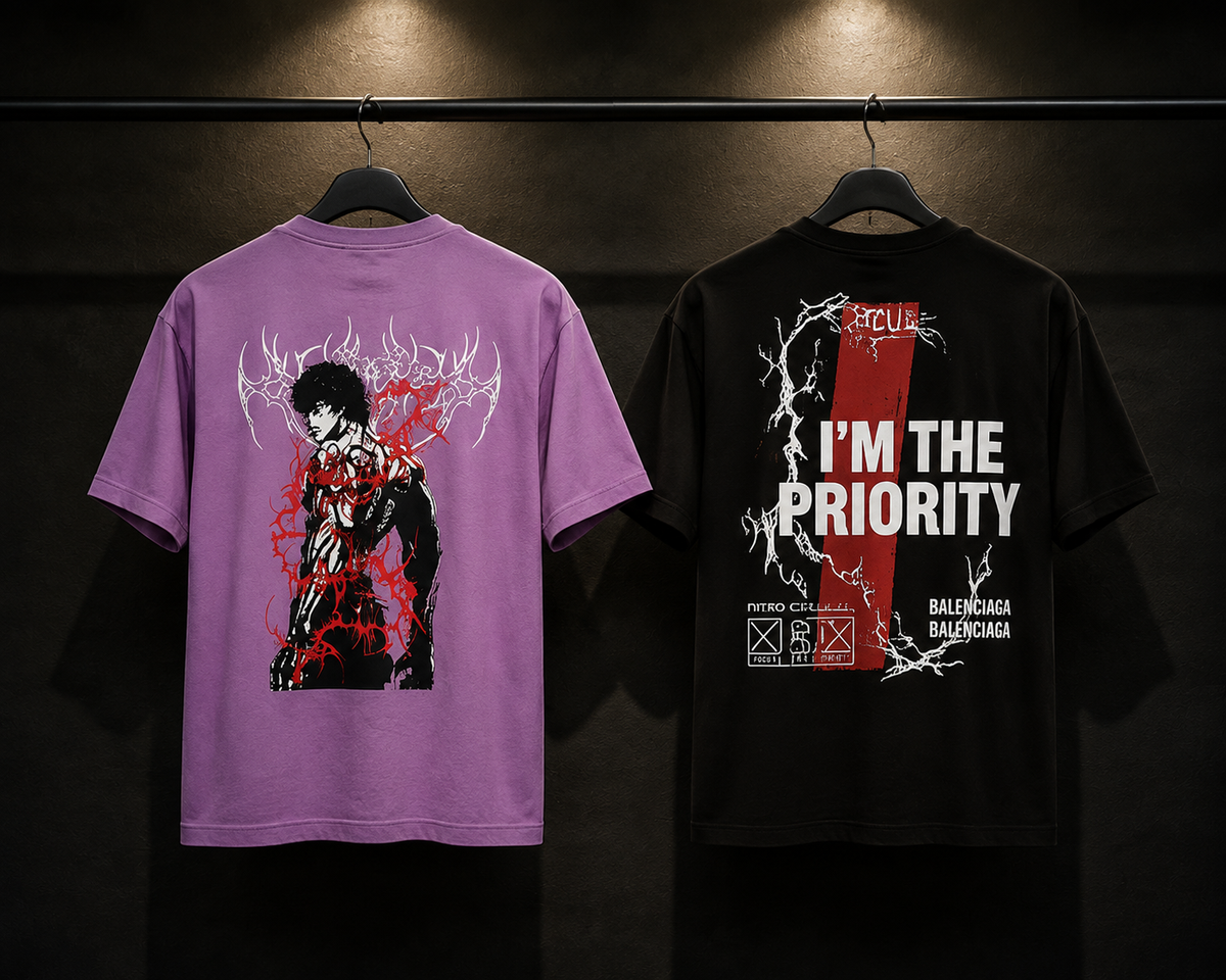 Pack of 2 Premium Printed Drop-Shoulder T-Shirt | Tren Tees