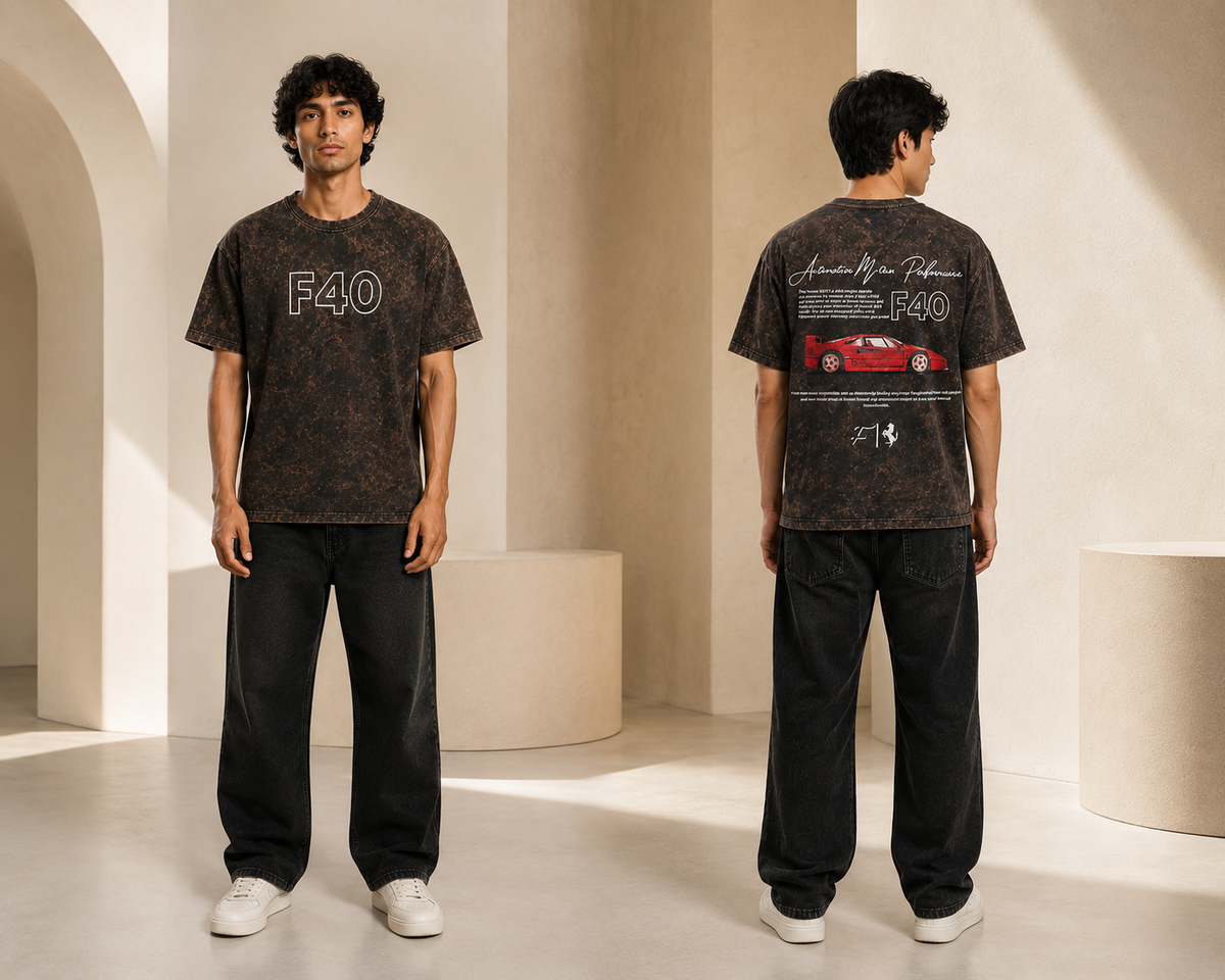 F40 Acid Wash Oversized T-Shirt | Tren Tees