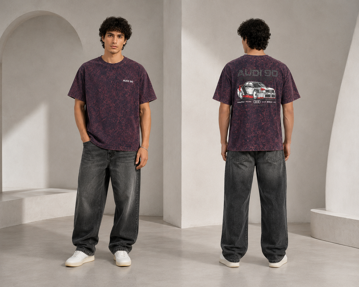 AUDI 90 QUATTRO ACID WASH OVERSIZED T-SHIRT | Tren Tees