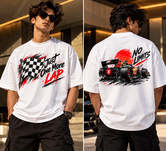 JUST ONE MORE LAP – PREMIUM OVERSIZED T-SHIRT | TREN TEES